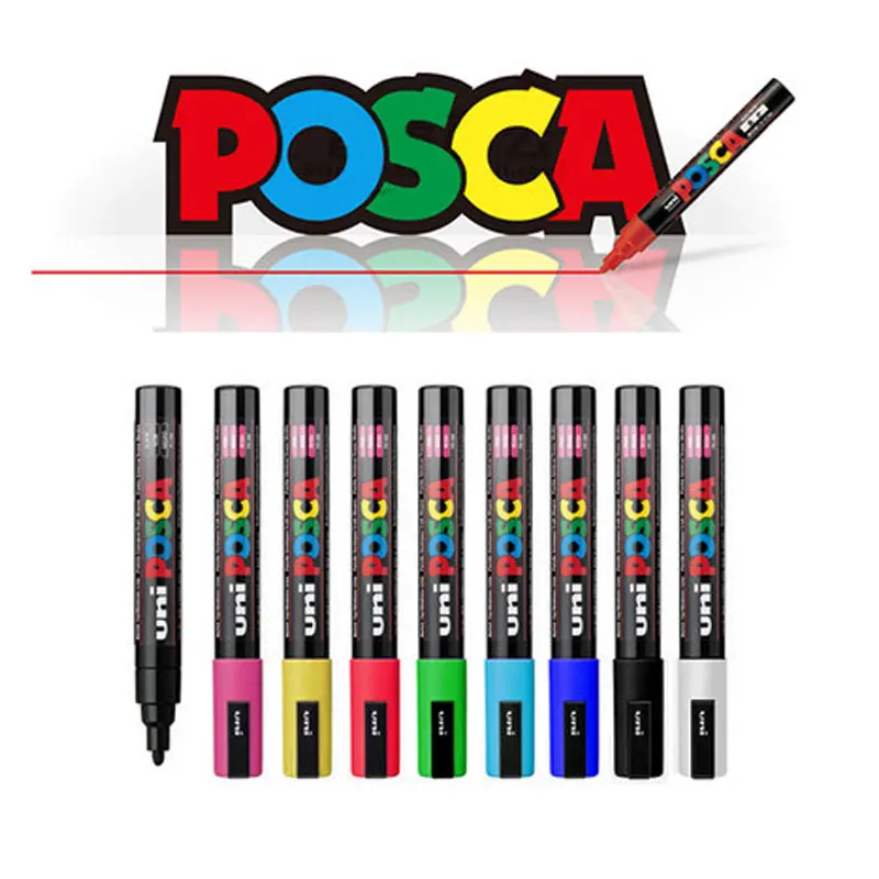 Uni Posca PC-5M маркеры для рисования Средний наконечник 1,8 мм-2,5 мм 17 цветов для школы, офиса, художественные маркеры японские товары для рукоделия 1 шт