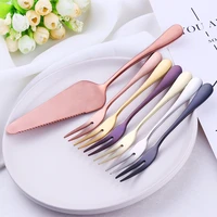 9pcsset gold cake server set stainless steel cheese spatulas pizza pie pastry tools mini forks metal cake shovel bakeware tools
