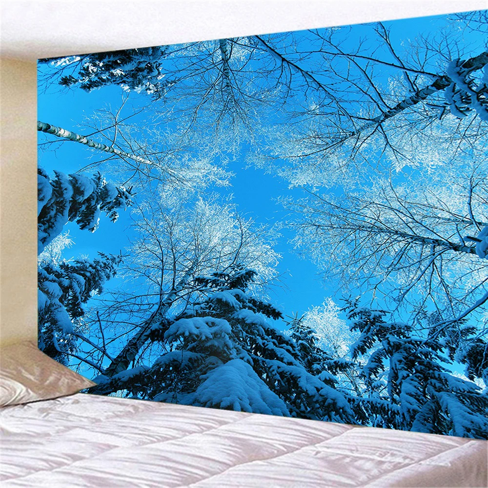 

Ultra Hd Snowy Fantasy Winter Cedar Landscape Tapestry Hanging for Bedroom Living Room Hall Wall 150x100cm/150x130cm/200x150cm