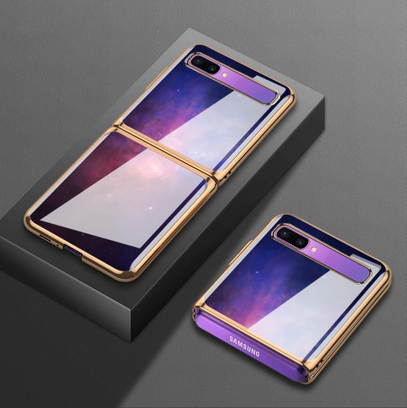 

For Samsung zflip folding screen mobile phone case sm-f700n protective case f7000 star sky 5g glass f7070 electroplating