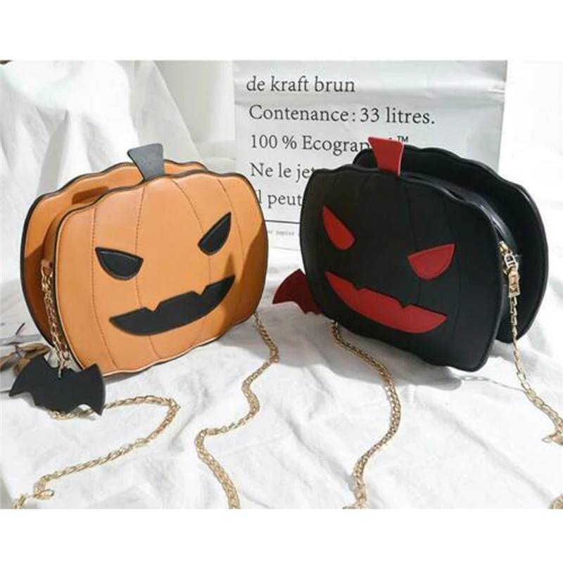 Girl Halloween Pumpkin Shaped Demon Messenger Shoulder Bag Casual Purse Handbag