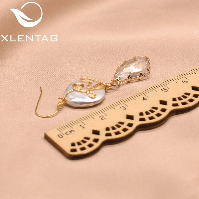 XlentAg Geometric Baroque Pearl For Women Girl Wedding Gift Korean Earrings Fine Jewellery Boucle D'oreille Femme GE0809