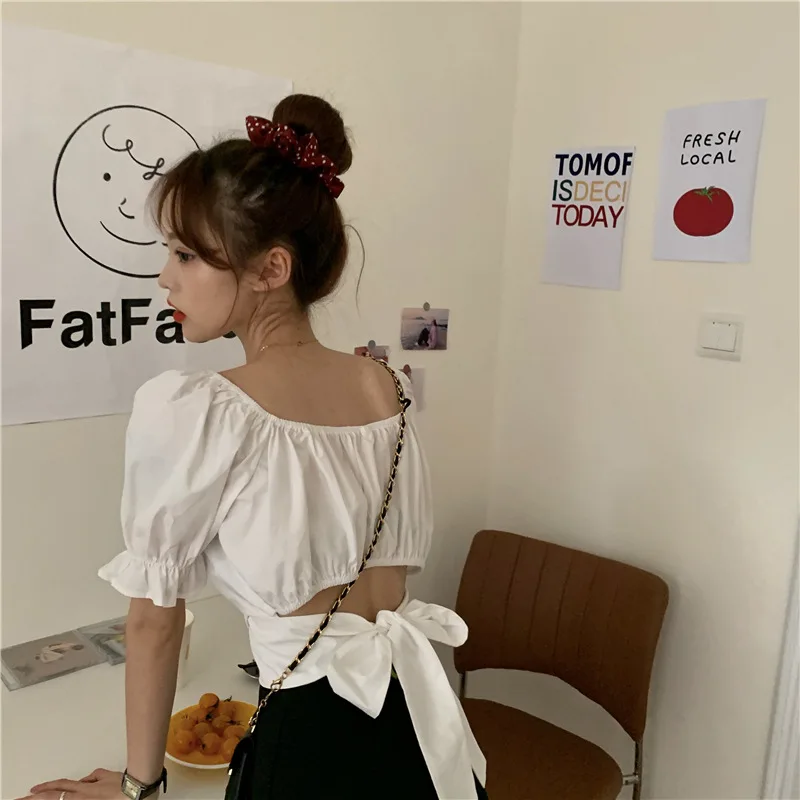 

Big U-neck Puff Sleeve Top with Open Waist Shirts for Women Pokemon
