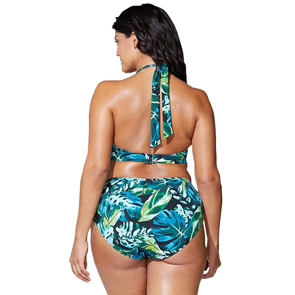 Женский комплект бикини размера плюс с высокой талией пуш ап купальник большого