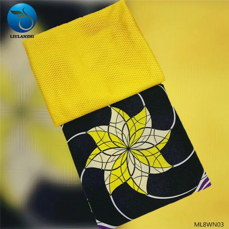 ML8WN03 LIULANZHI Африканский настоящий воск 3 ярдов Анкара+ Вышивка Кружева Французский 2,5 ярдов Новое поступление ML8WN02 - Цвет: ML8WN03