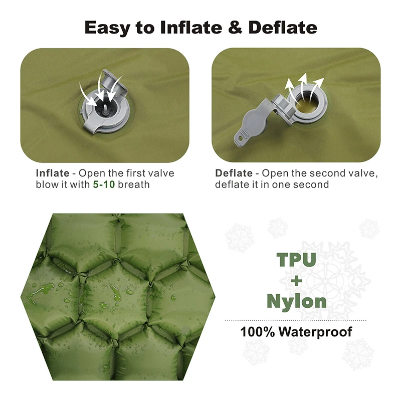 Коврик для сна с подушкой надувной матрас пикника Быстросохнущий влагостойкий