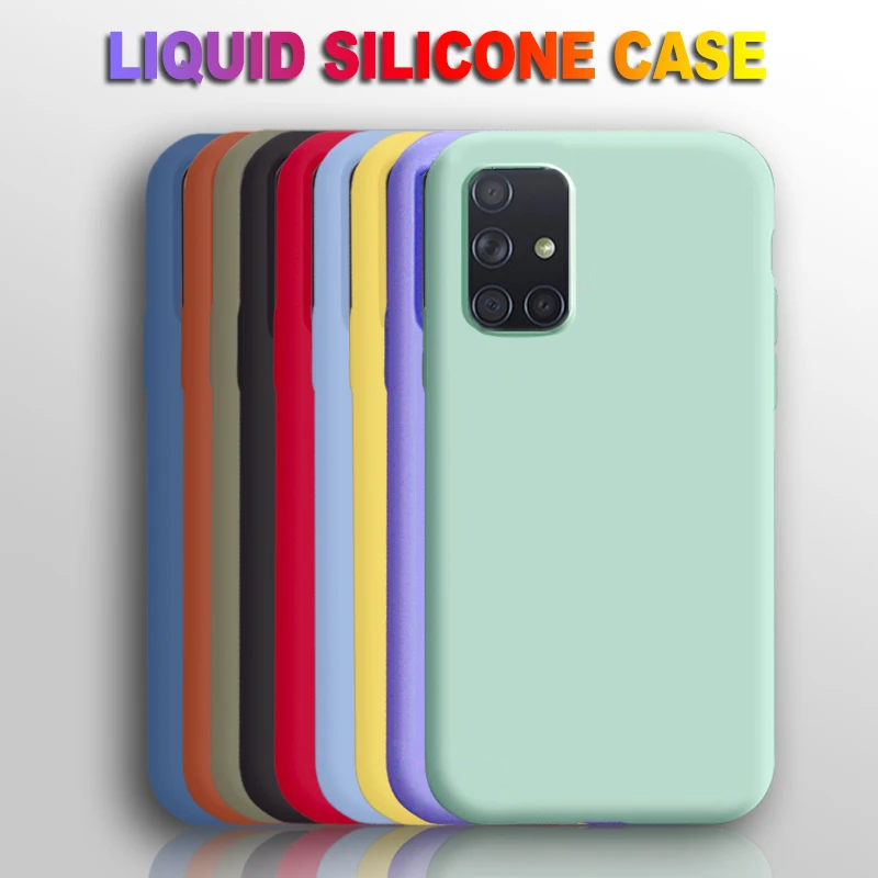 

Luxury Original Liquid Silicone Case For Samsung Galaxy A51 A52 A71 A72 A32 A31 S8 S9 S10 S20 Fe S21 Ultra Plus Note 20 Soft TPU