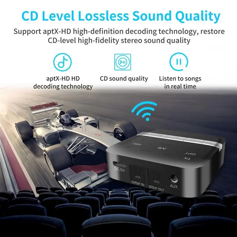 

2 in 1 Bluetooth 5.0 RCA Receiver Transmitter 3.5mm Jack Aux Optical Fiber BT CSR8675 Audio Adapter Support APP Control