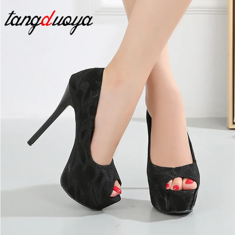 Sexy pumps women shoes 2019 high heel peep toe platform heels wedding apricot black ladies | Обувь