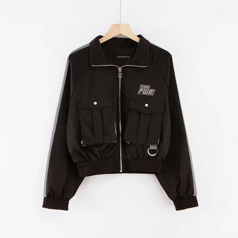 Herfst Nieuwe Reflecterende Jas Vrouw Casual Sport Streetwear Lange Mouw Bomberjack Losse Rits Uitloper |