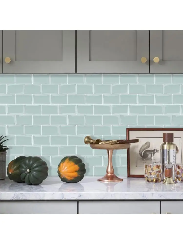 

DIY Removable Panels Wallpaper Self-Adhesive Brick Tile Peel Stick Kitchen Waterproof Border Kitchen Bathroom Backsplash