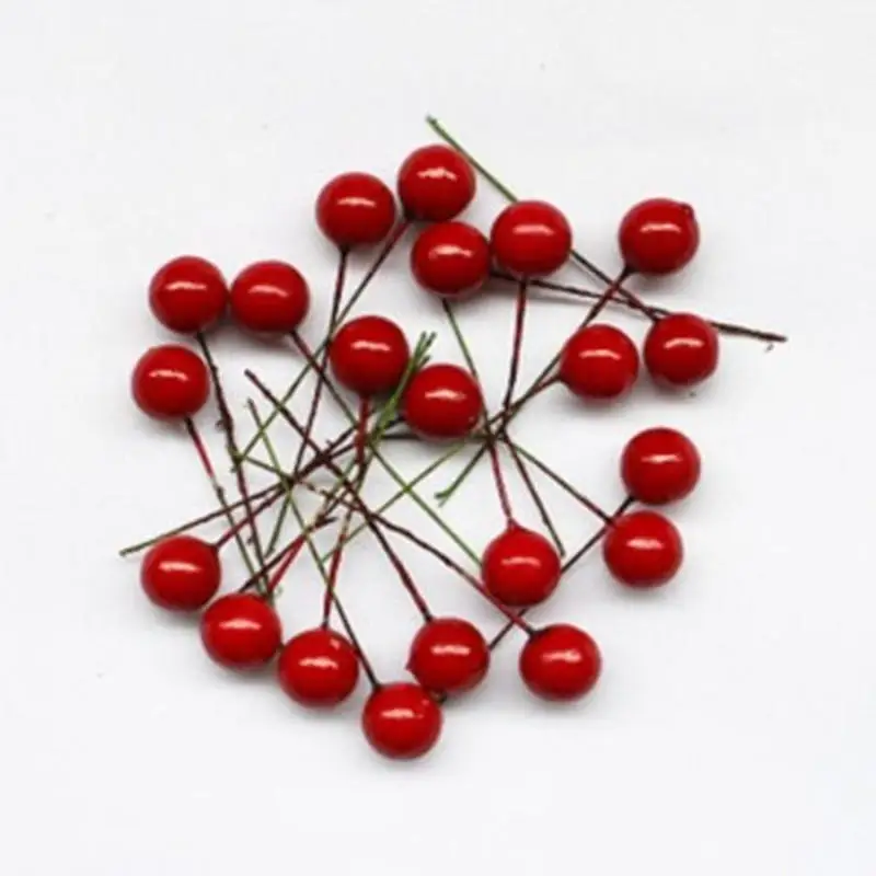 100 шт Искусственные ягоды ручной работы для рождества свадьбы вечеринки красные