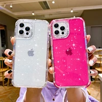 shining glitter shockproof bumper phone case for iphone 13 12 11 pro max xr x xsmax xs 7 8 plus se2 transparent soft back cover