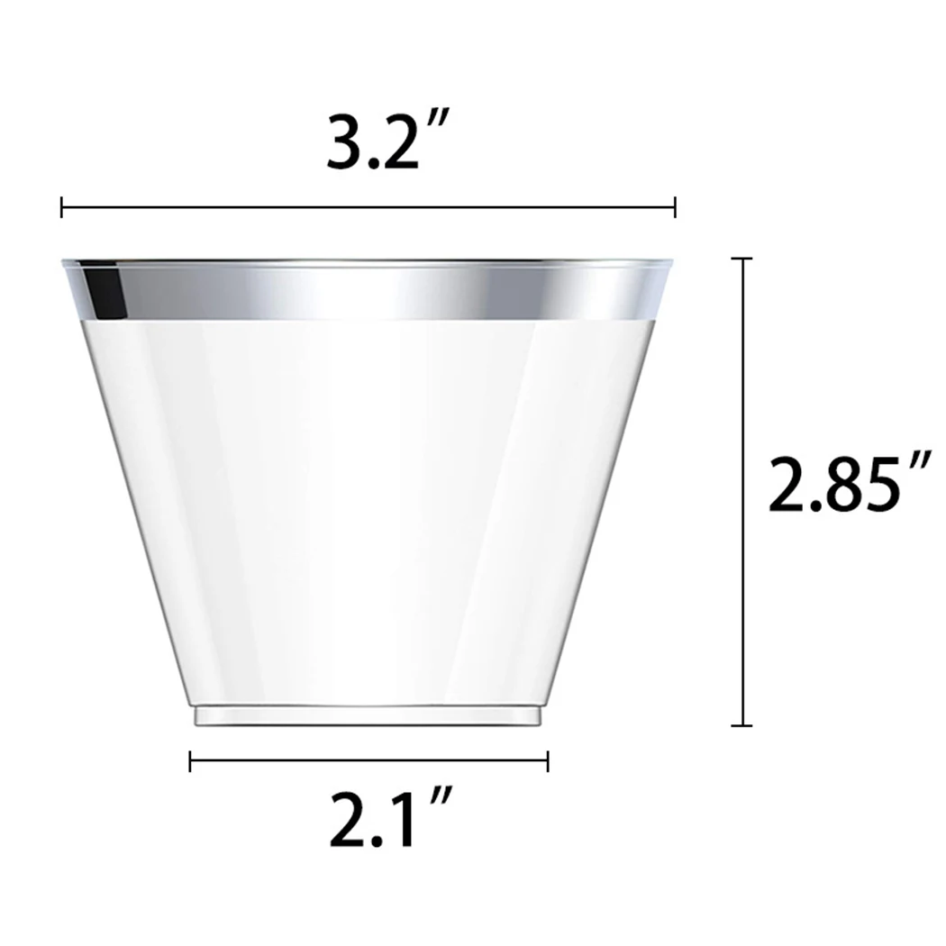 

50PCS 9oz Fashion Bronzing Disposable Transparent Cup Clear Multipurpose Plastic Cups Party Cups Party Supplies For Wedding