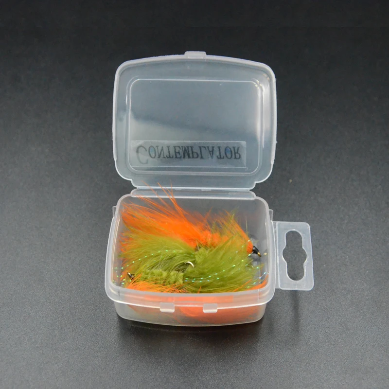 В ассортименте 2 вида цветов оранжевый/оливковый Wooly Bugger искусственный мокрых мух