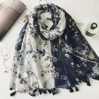 2021 spain luxury brand patchwork floral tassel viscose scarf women print shawls and wraps pashmina stole muslim hijab 18090cm