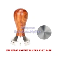 espresso coffee tamper flatthread base coffee powder hammer with 304 stainless steel wooden handle professional coffee tools