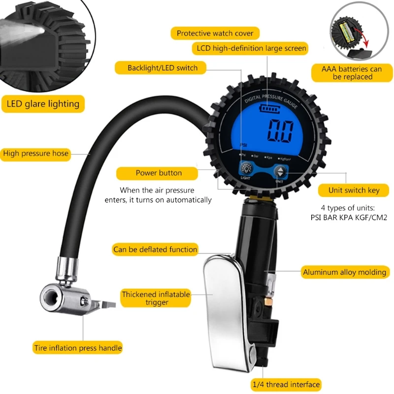 Манометр 3-200 PSI для автомобиля грузовика велосипеда мотоцикла | Инструменты