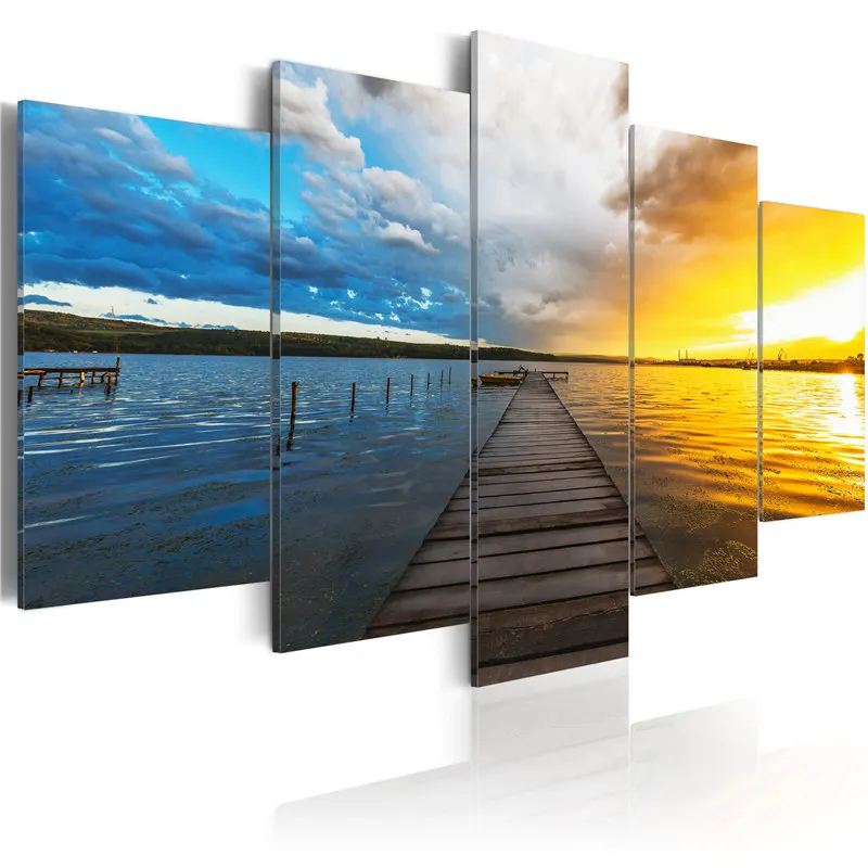 5 панелей современное изображение природы красочный пейзаж плакат озеро картина