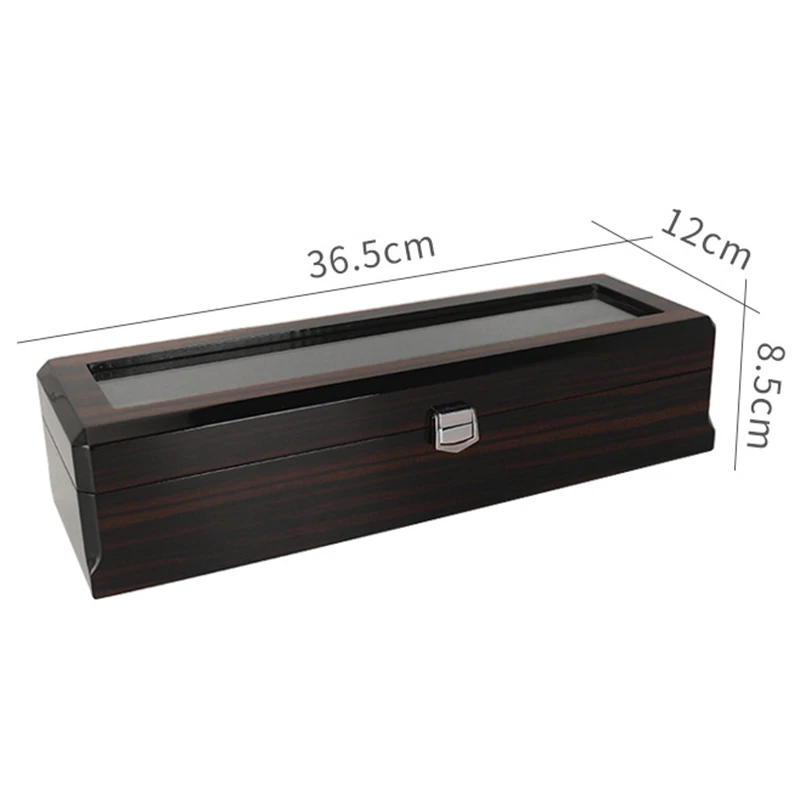 

Luxury 6 Slots Wooden Watch Display Case, Glass Topped Wooden Watch Display Case Watch Jewelry Organizer