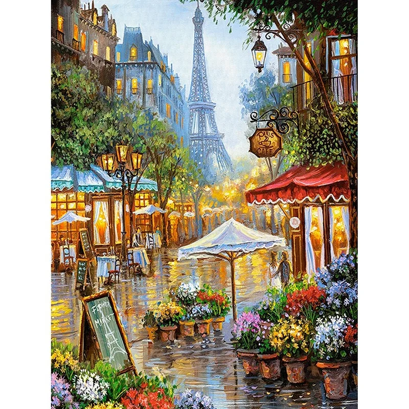 

Eiffel Tower Beautiful Street Pictures of Rhinestones Diamond Embroidery Diamond Painting Cross Stitch Gift Wall Home Decor
