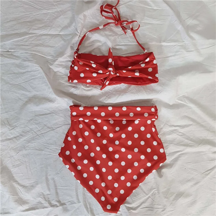 

2021 Bikinis Set Black Swimming Suit For Women Dot Polka Swimsuit Padded Push-up High Waist Bikini Vintage Backless Swimwear