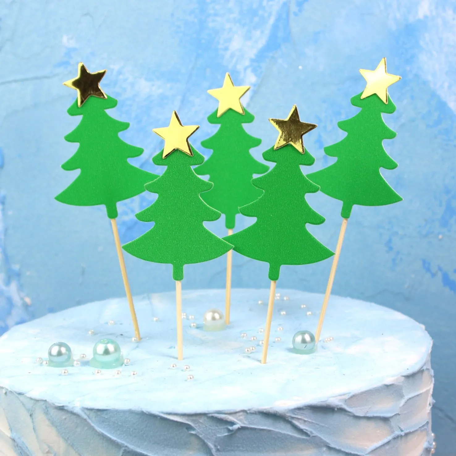

5pcs/lot Laser christmas tree Party Cupcake Topper Happy Birthday Party Baby Shower Party Decor Kids Cake Decor Supplies