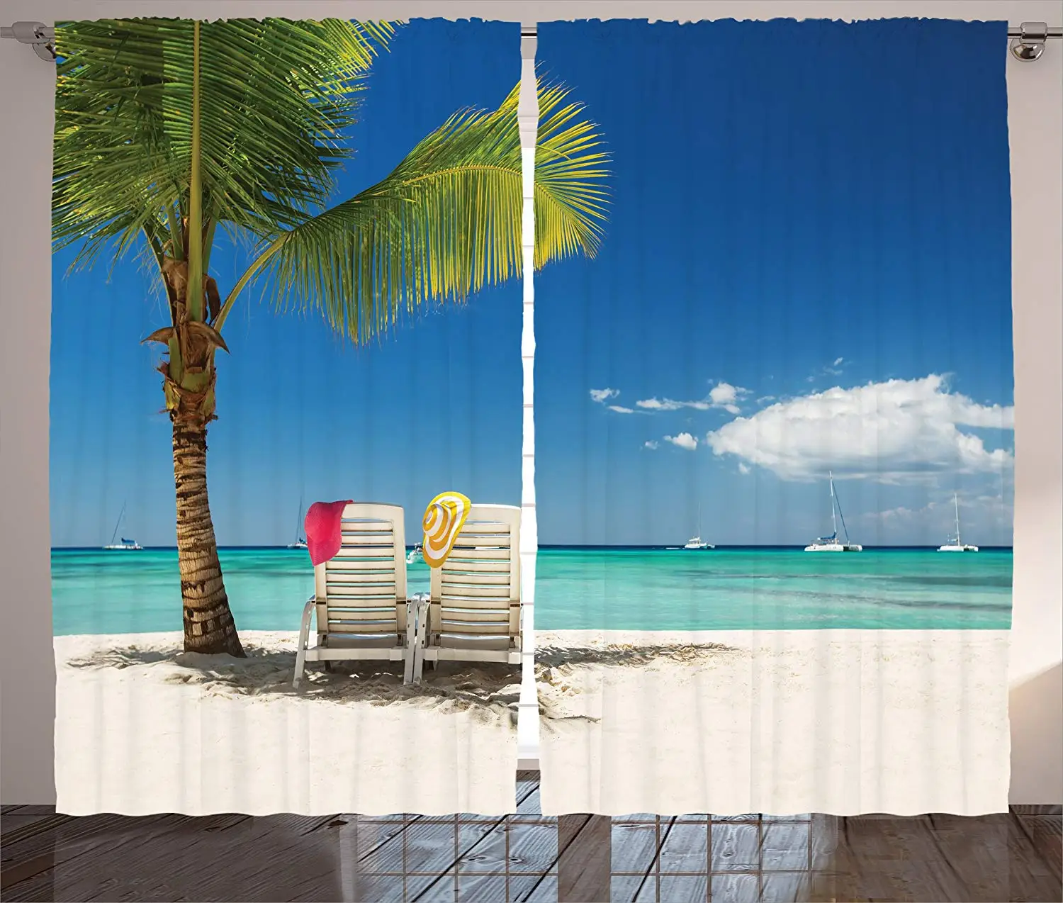 Приморский Декор шторы 2 панели набор Расслабляющая сцена на дистанционном пляже