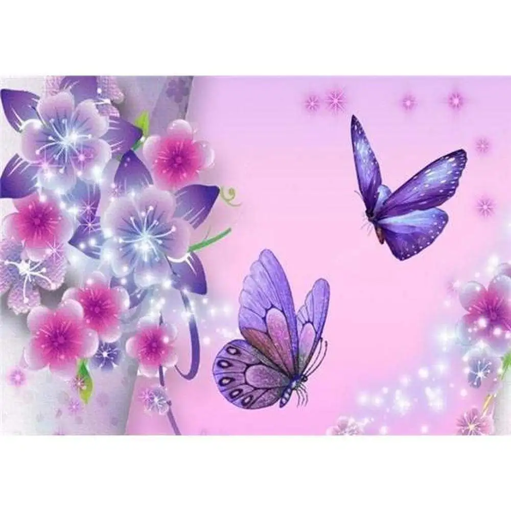 Полноформатная и круглая алмазная живопись фиолетовая бабочка 5D вышивка мозаика