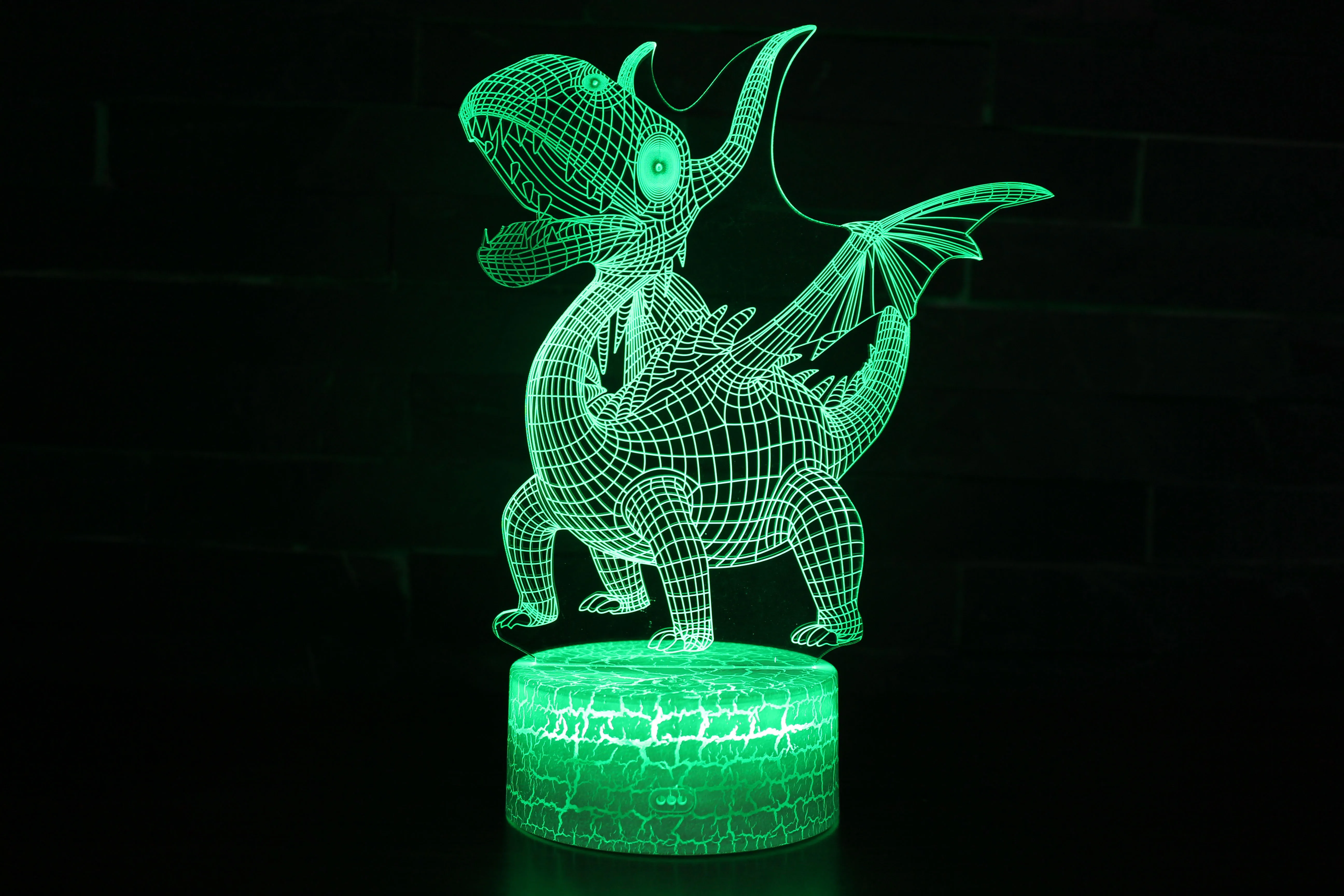 Акриловый светодиодный ночник 3d llusion в виде динозавра сенсорная цветная