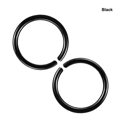 Black x 2pcs 2 шт 20 г 0,8 мм тонкое кольцо в нос имитация перегородки спирали нострил пирсинг для губы поддельный пирсинг титана хряща поддельные серьги обруч - Окраска металла: Black x 2pcs