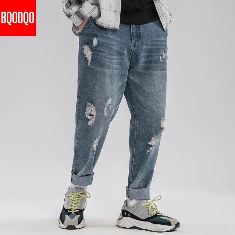 Мужские джинсовые брюки BQODQO модные удобные свободные для игр осень 2019|Мужские