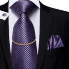 Hi-Tie большой роскошный фиолетовый набор запонок для манжет шелковые модные мужские галстуки с аксессуарами цепные галстуки для мужчин Классические деловые
