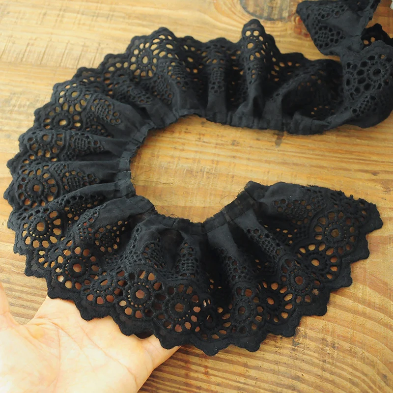 5 ярдов/Лот черный чистый хлопок кружевная отделка пояс вышивка детская одежда