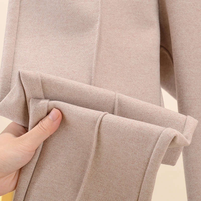 Женские шерстяные брюки Pantalon Femme утолщенные теплые однотонные мягкие свободные с