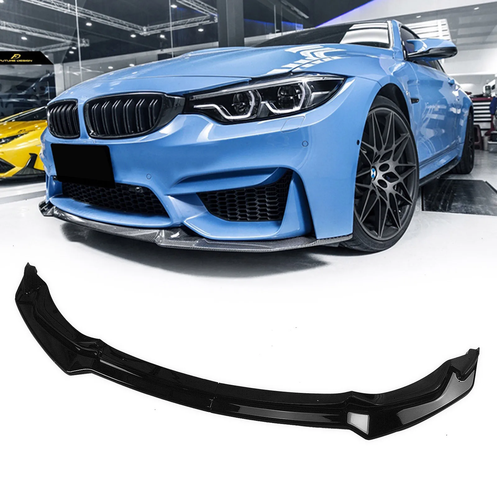 Передний бампер спойлер губа ДЛЯ BMW F80 M3 F82 F83 M4 2015-2020 блеск черный автомобильный