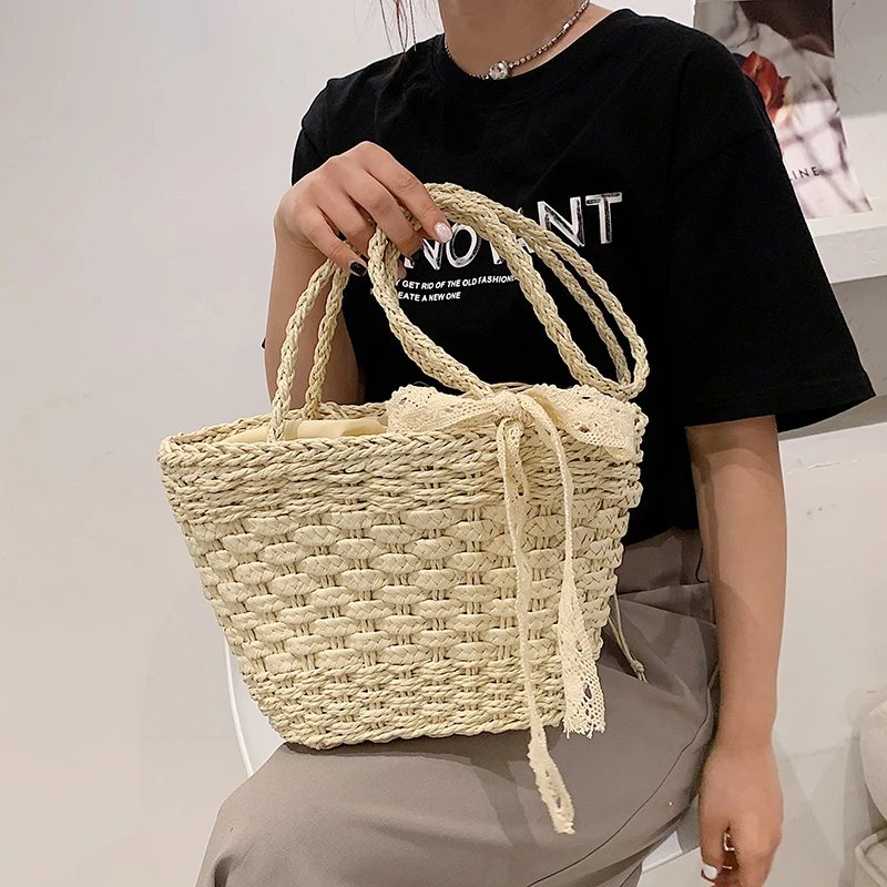 Сумка кросс-боди Женская плетеная соломенный саквояж из ротанга модная