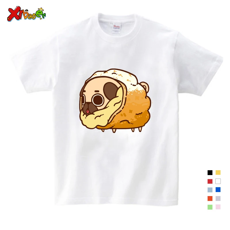 Girls Summer Clothes Cute Dog Cartoon Printing T Shirt Boy Tshirts Kids 3-12 Years Short White Cotton T-shirts | Детская одежда и