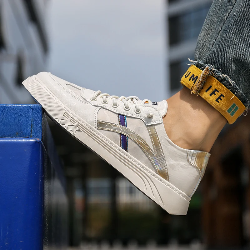 

FEBMOFL Hot Men Shoes White Sneakers Men Casual Shoes Comfortable Walking Shoes Lace Up Men Leather Sneakers Fashion Footwear