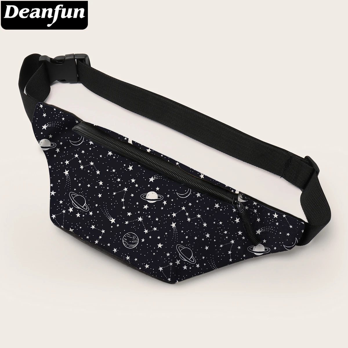 

Deanfun Waist Bag Starry Night Printed Fanny Pack Black Bum Bag For Daily Use Travel Belt Bag 18067