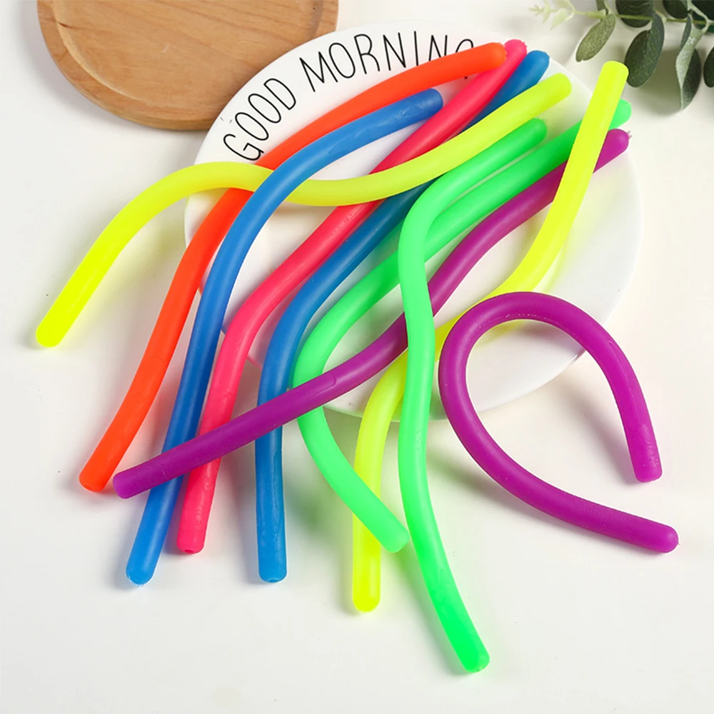 

6pcs/lot Soft Rubber Noodle Elastic Rope Toys Stretch String Decompression Toy Stretchy String Fidget Relief Stress Vent Toys