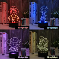 one piece anime figure 3d led night light acrylic monkey d luffy choba changing model collection desktop ornaments holiday gift