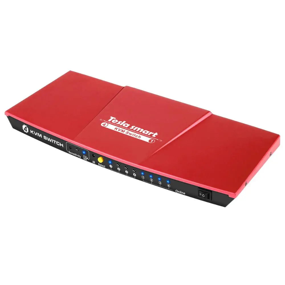Tesla smart KVM Switch 4 порта USB2.0 KVM HDMI коммутатор Поддержка 3840*2160/4K* 2K IR дополнительный USB 2,0 Unix/Windows/Debian/Ubuntu/Fedora