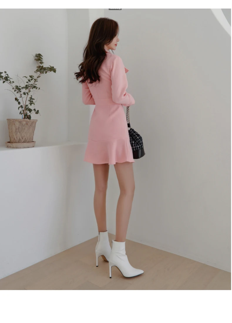 

ZAWFL Women Retro Hit Color Dress Fashion Lapel Single Breasted Slim Long Vestido Summer Office Lady Work Elegant Dresses