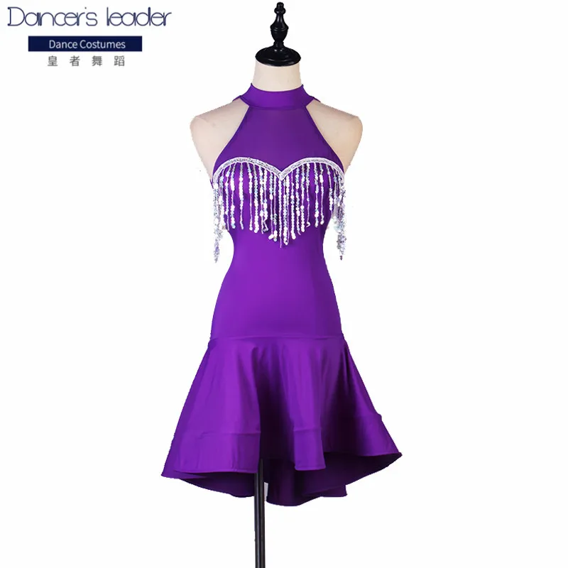 

2020 новое платье для латинских танцев, высококачественная одежда с блестками для выступлений, костюм для соревнований, платье с кисточками, ...