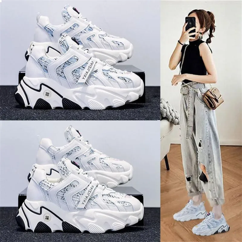 

Women's Sports Shoes Platform Shoes Breathable Mesh Mixed Colors Comfortable Increase Vulcanized Chunky Sneakers Women's Shoes