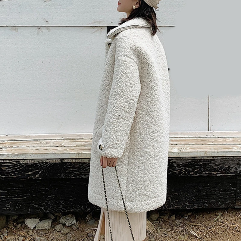 RealShe женские зимние пальто и куртки с отворотом полный рукав карманы овечья