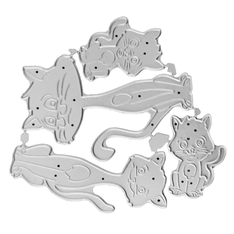 

Cartoon Cat Family of Four Carbon Steel Cutting Dies DIY Scrapbooking Photo Album Embossing Paper Cards Making Stencil