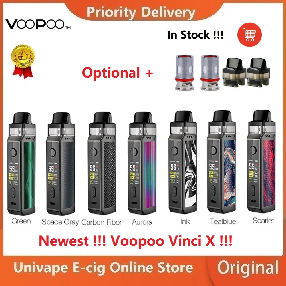 Новейшее! Комплект VOOPOO VINCI X, 0,96 дюймовый экран и система с двумя катушками, набор Vape, питание от одной батареи 18650, паром и модным комплектом Vinci