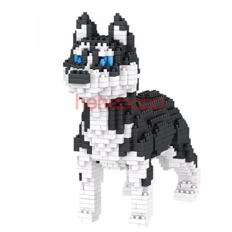 8816-3 no box 950pcs+ 6618-3 6618-4 Middle Size Dog Building Block Cute Husky Alaska Model Pet Cartoon Building Bricks Kids Toys for Children - Цвет: 8816-3 no box